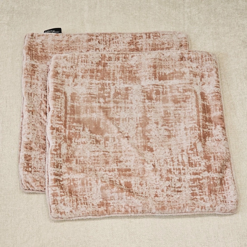 EUC Lot of 2  Celebrity Home Blush Pink Feathered Velvet Decorative Pillowcases